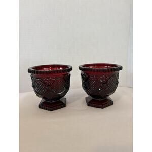 Vintage Avon 1876 Cape Cod Ruby Red Footed Tumbler Glasses